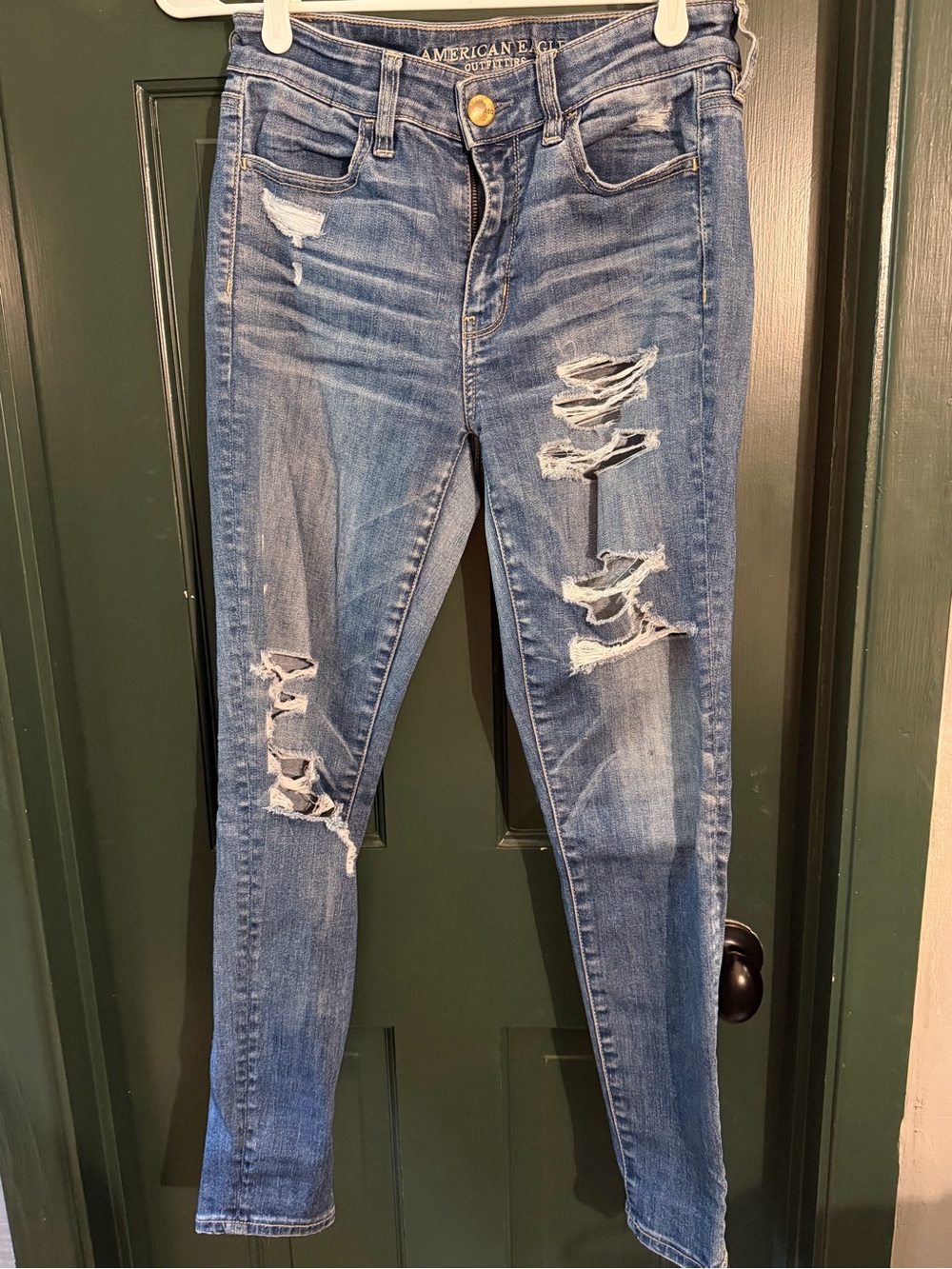 American Eagle Outfitters Distressed Skinny Jeans - Medium Blue